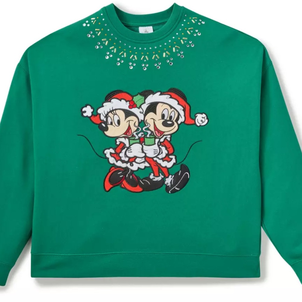 Santa Mickey and Minnie Mouse Holiday Pullover Sweatshirt for Women - NWT!